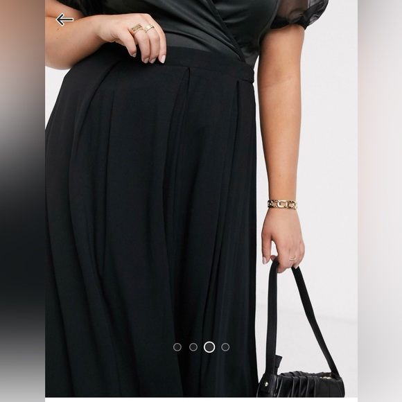 ASOS Black Pleated Midi Skirt - US 14 - Picture 3 of 7